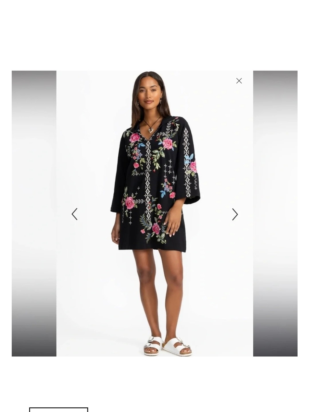 Johnny Was Black Embroidered Floral Hoodie Tunic - Picture 5 of 5